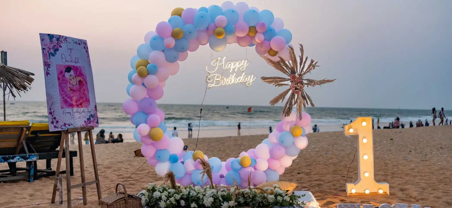 Theme party balloon decoration setup